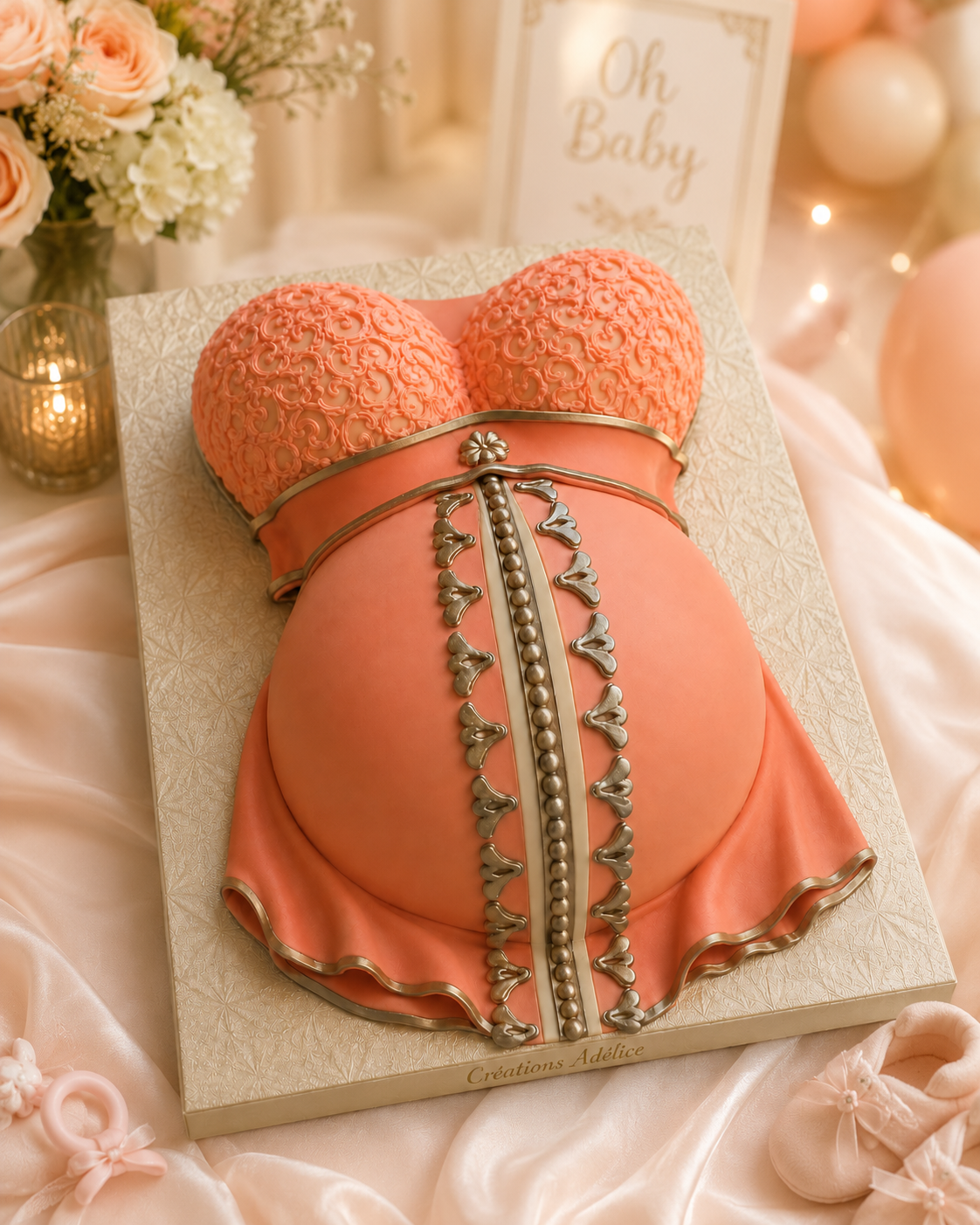Gâteau de baby shower tendre et harmonieux — Amal, Créations Adélice